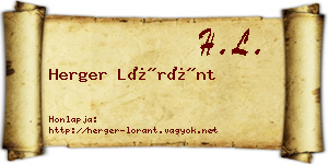 Herger Lóránt névjegykártya
