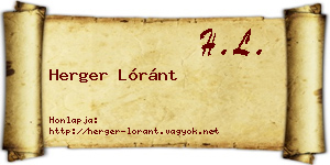 Herger Lóránt névjegykártya